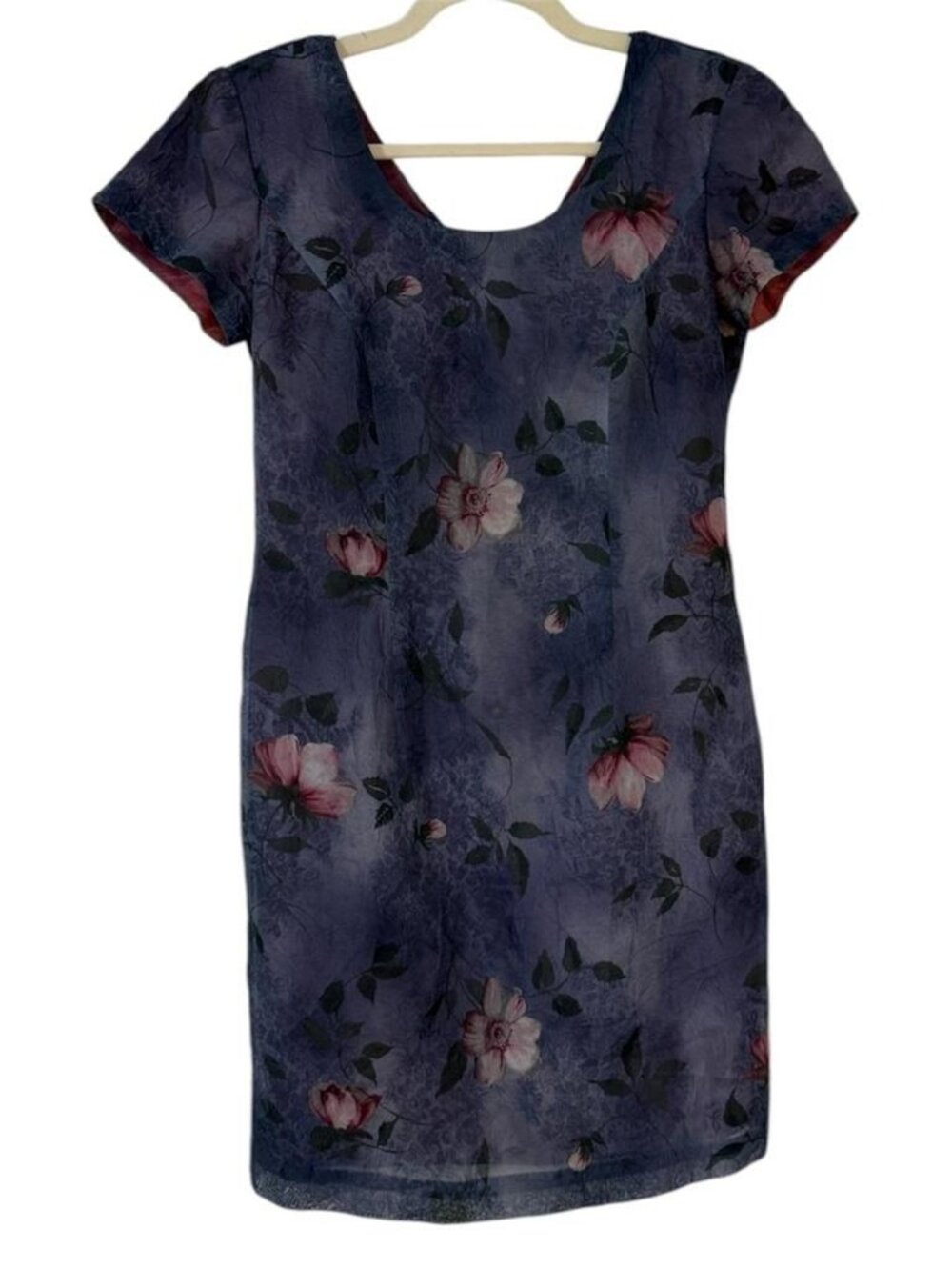 Vintage Taurus Ii Silk Navy Floral Mini Dress